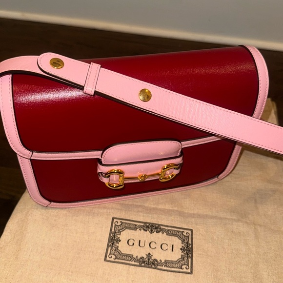Gucci Azalea Calfskin Horsebit 1955 Shoulder Bag New Cherry Red Wild Rose - Picture 1 of 8